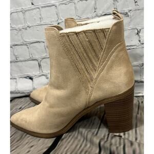 Coutgo Ankle Boots Pointed Toe Suede Chelsea Western Tan Women’s 9.5 New